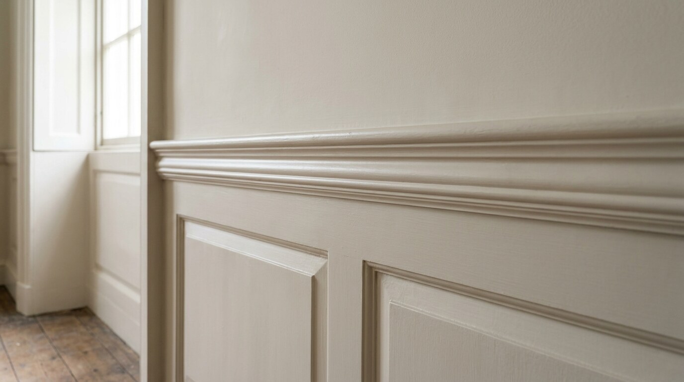 A Georgian-period dado-rail with raised-and-fielded panelled dado below