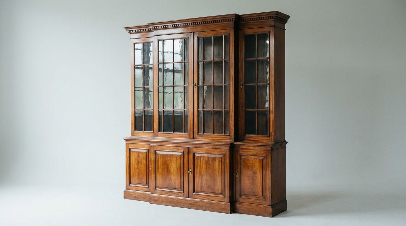 A George III mahogany breakfront bookcase, c. 1775, attributed to Mayhew & Ince