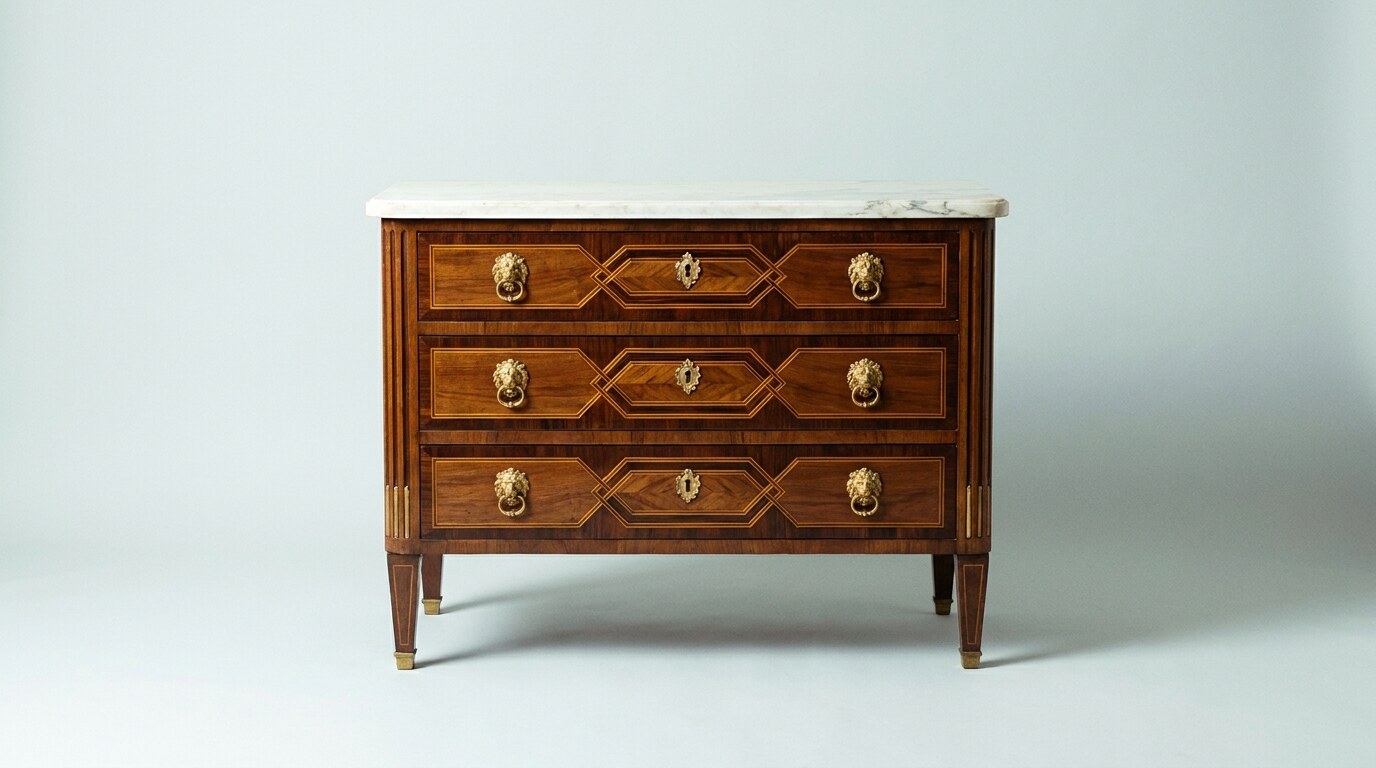 A Roman-school cassettone in walnut and rosewood, c. 1780, with restrained classical ormolu