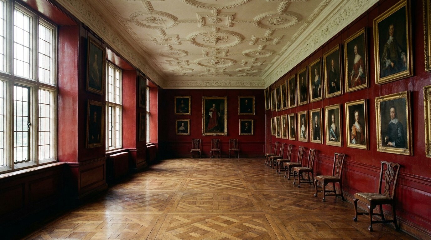 The Long Gallery at Sudbury Hall, John Fowler's 1969 redecoration