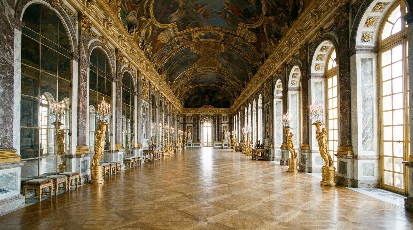 The Galerie des Glaces at Versailles, designed by Hardouin-Mansart and decorated by Le Brun 1678–1684