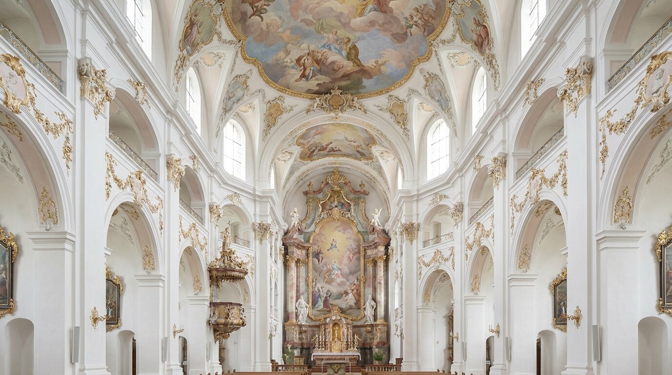 The interior of the Wieskirche, Bavaria, by Dominikus Zimmermann 1745–1754