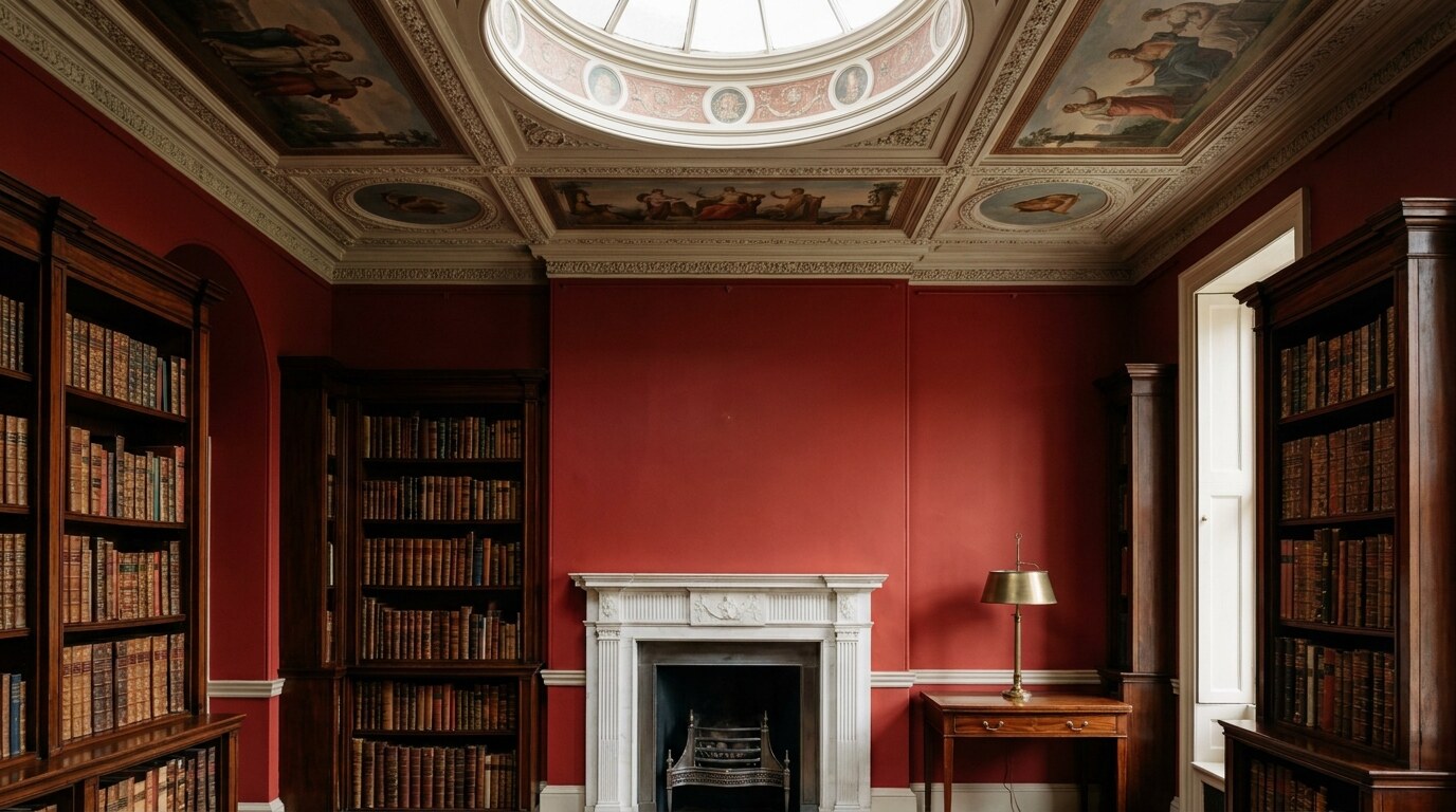 The Library at Sir John Soane's Museum, Lincoln's Inn Fields, London, in restored 1813 colour scheme