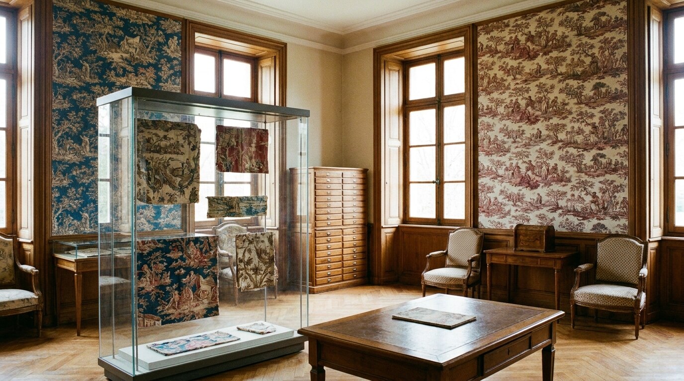 Display gallery at the Musée de la Toile de Jouy, Château de l'Eglantine