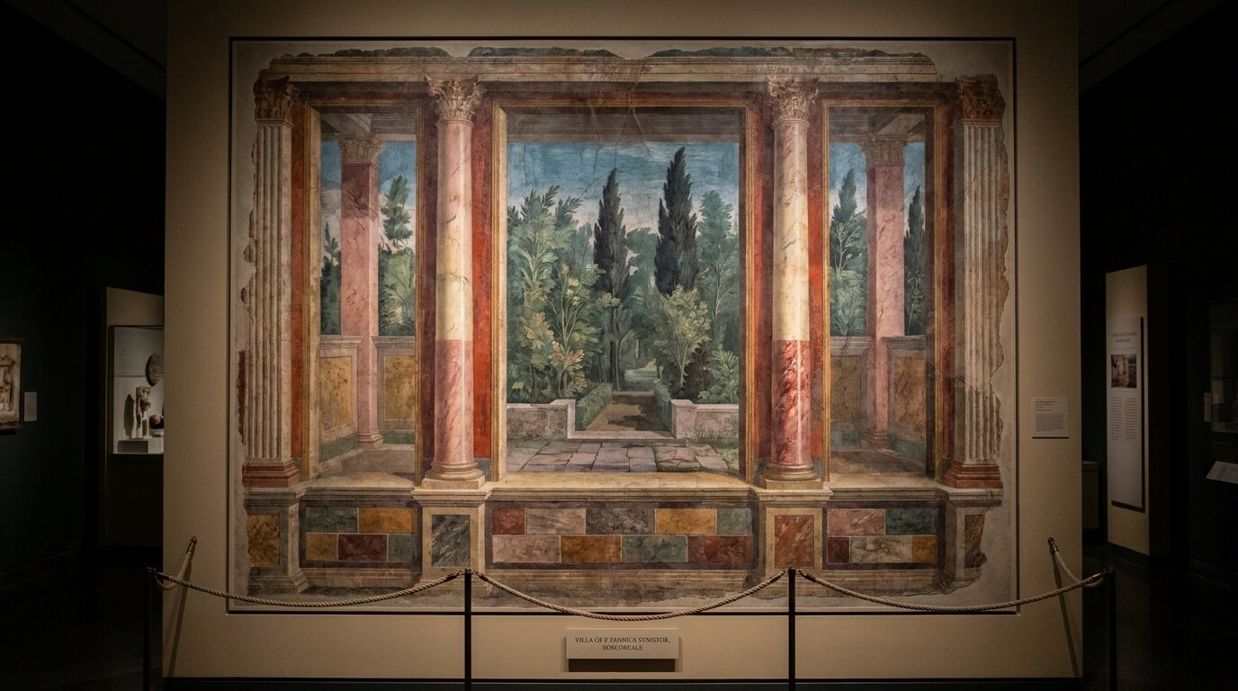 Pompeian Second Style fresco from the Villa at Boscoreale, c. 50–40 BCE
